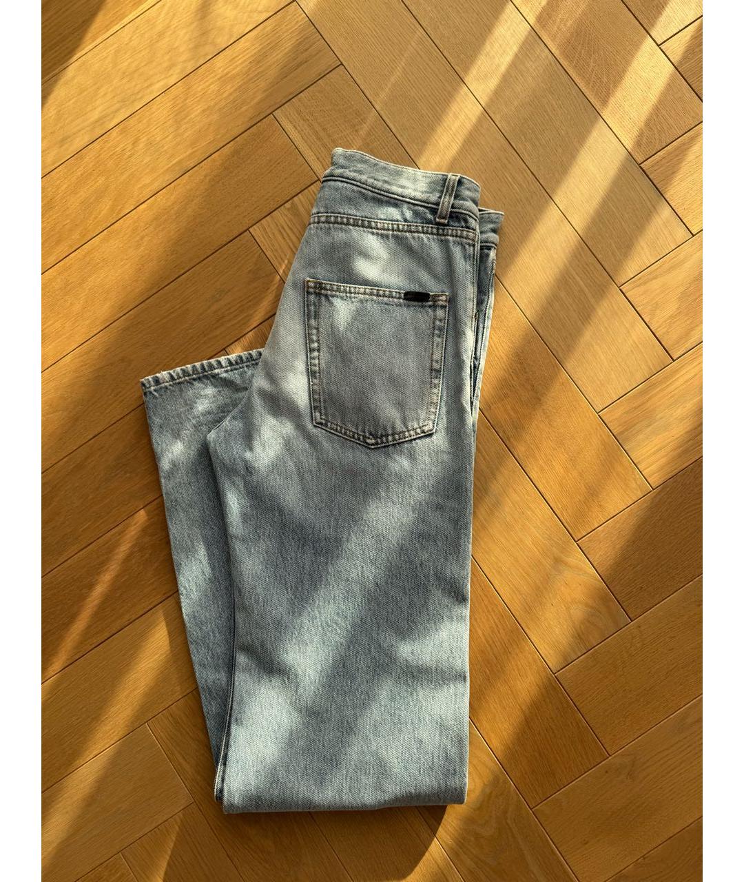 SAINT LAURENT Голубые хлопковые прямые джинсы, фото 2