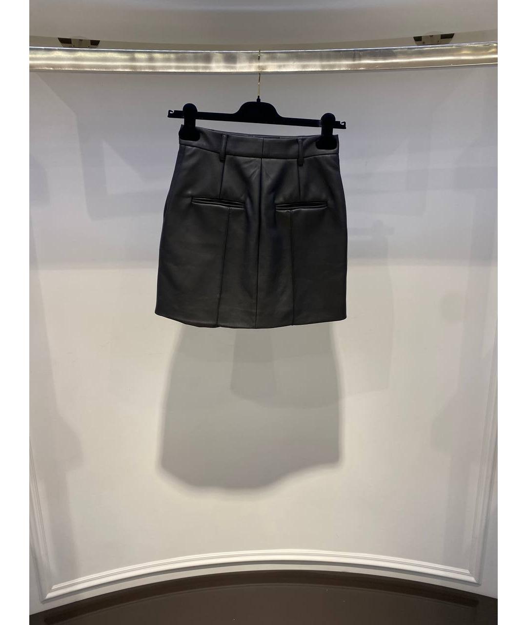 GIUSEPPE DI MORABITO Черная кожаная юбка мини, фото 2