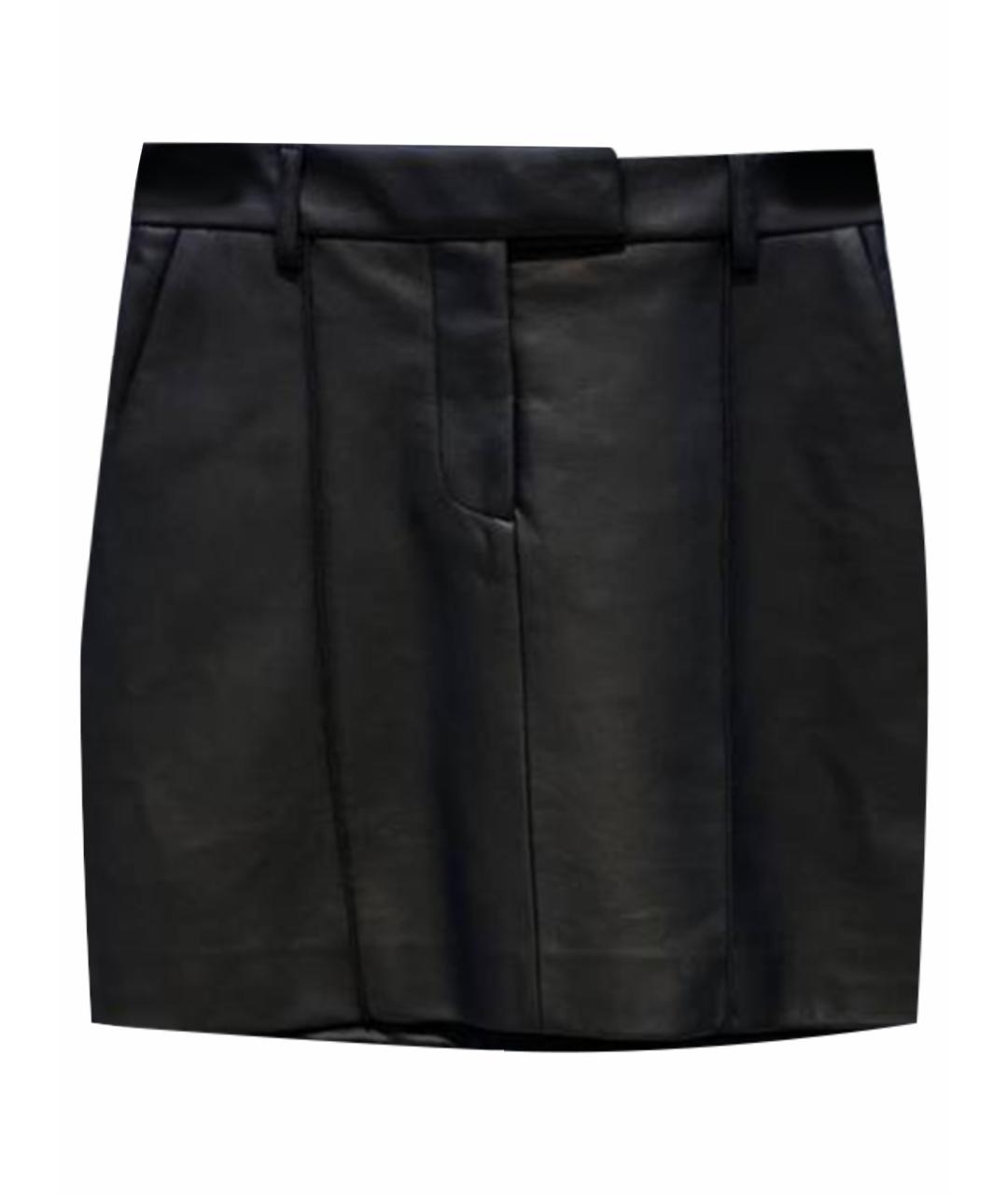 GIUSEPPE DI MORABITO Черная кожаная юбка мини, фото 1