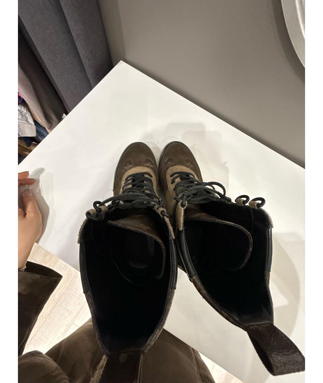 LOUIS VUITTON Бежевые кожаные ботинки, фото 3