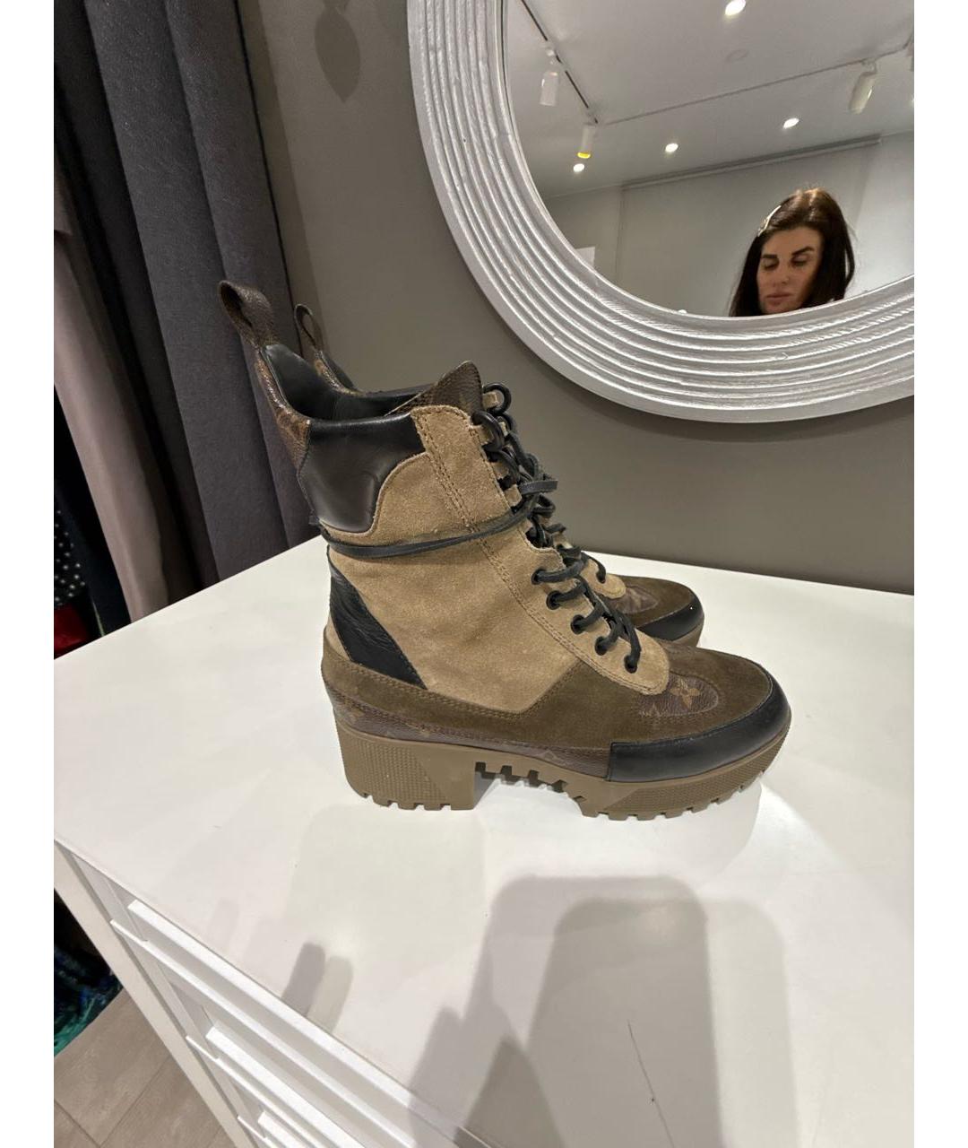 LOUIS VUITTON Бежевые кожаные ботинки, фото 5