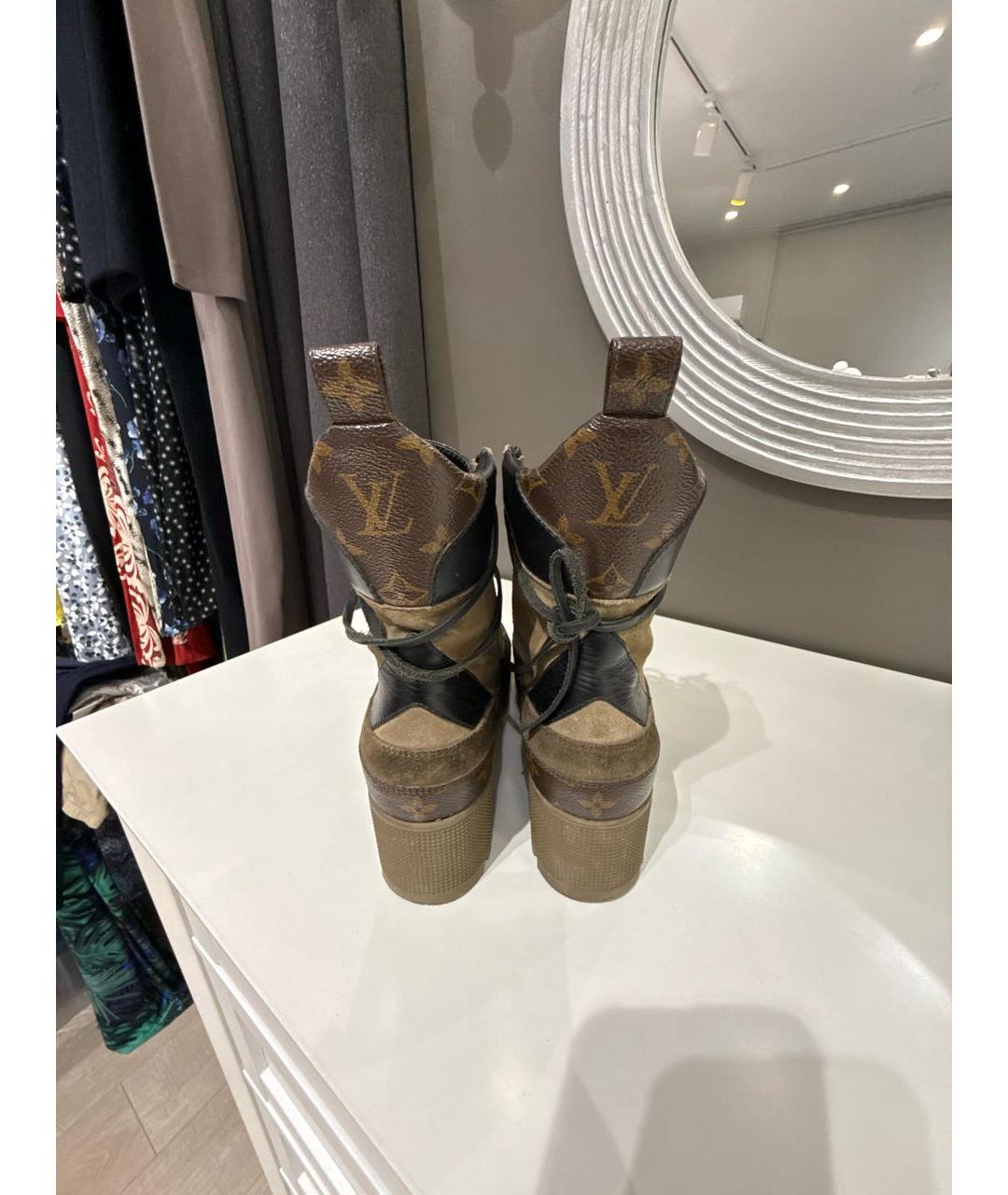 LOUIS VUITTON Бежевые кожаные ботинки, фото 4