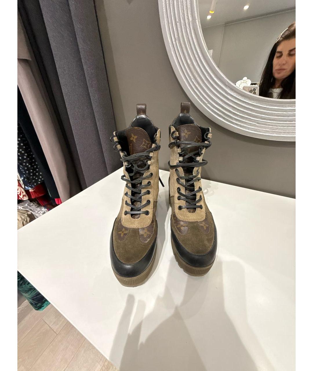 LOUIS VUITTON Бежевые кожаные ботинки, фото 2