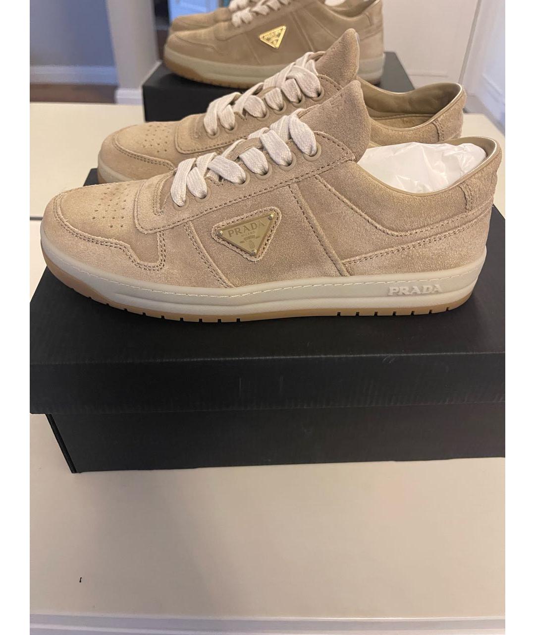PRADA Бежевые замшевые кеды, фото 8