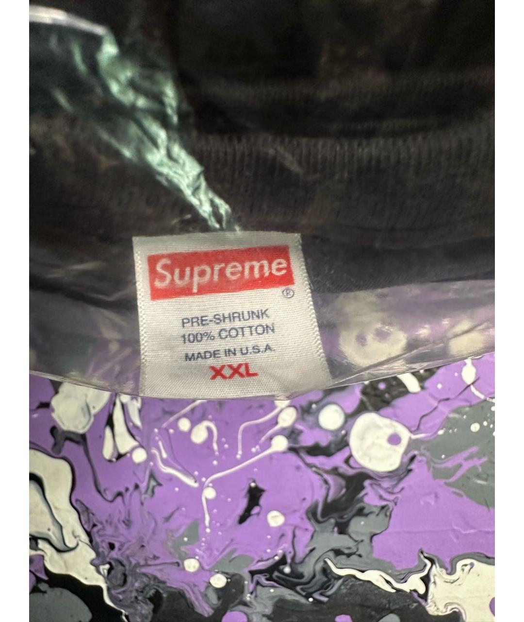 SUPREME Черная хлопковая футболка, фото 4