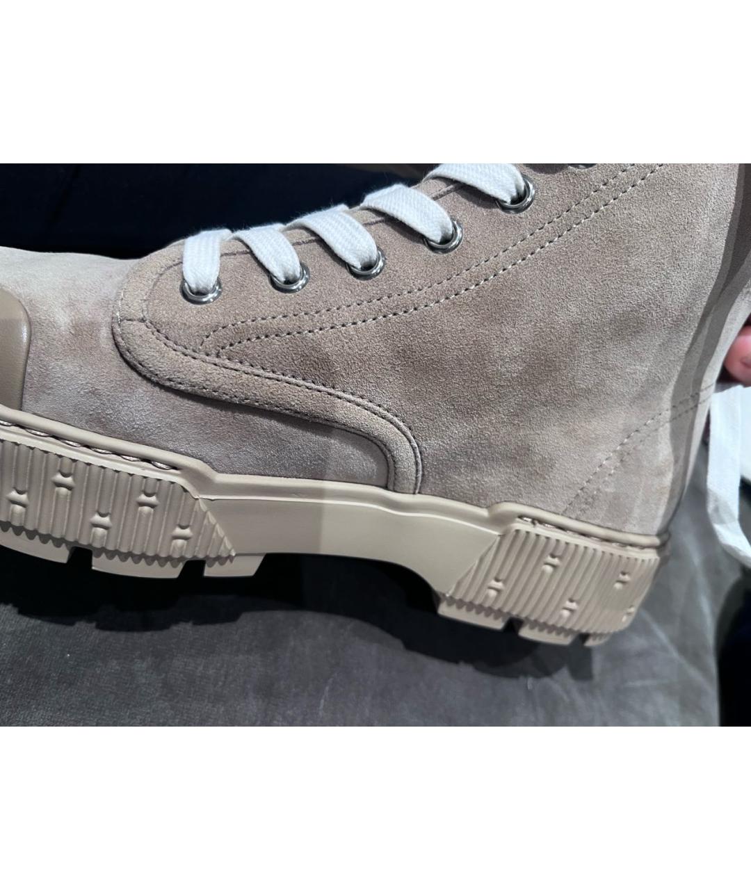 HERMES Бежевые замшевые ботинки, фото 5