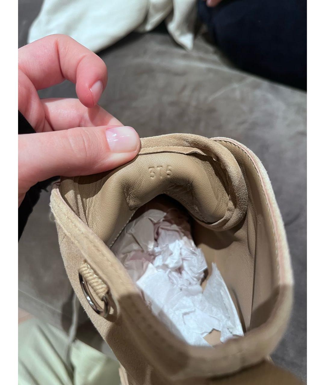 HERMES Бежевые замшевые ботинки, фото 7