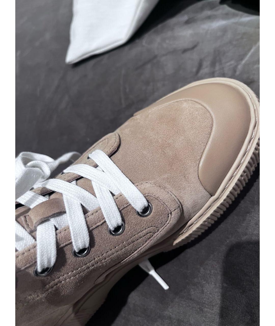 HERMES Бежевые замшевые ботинки, фото 8