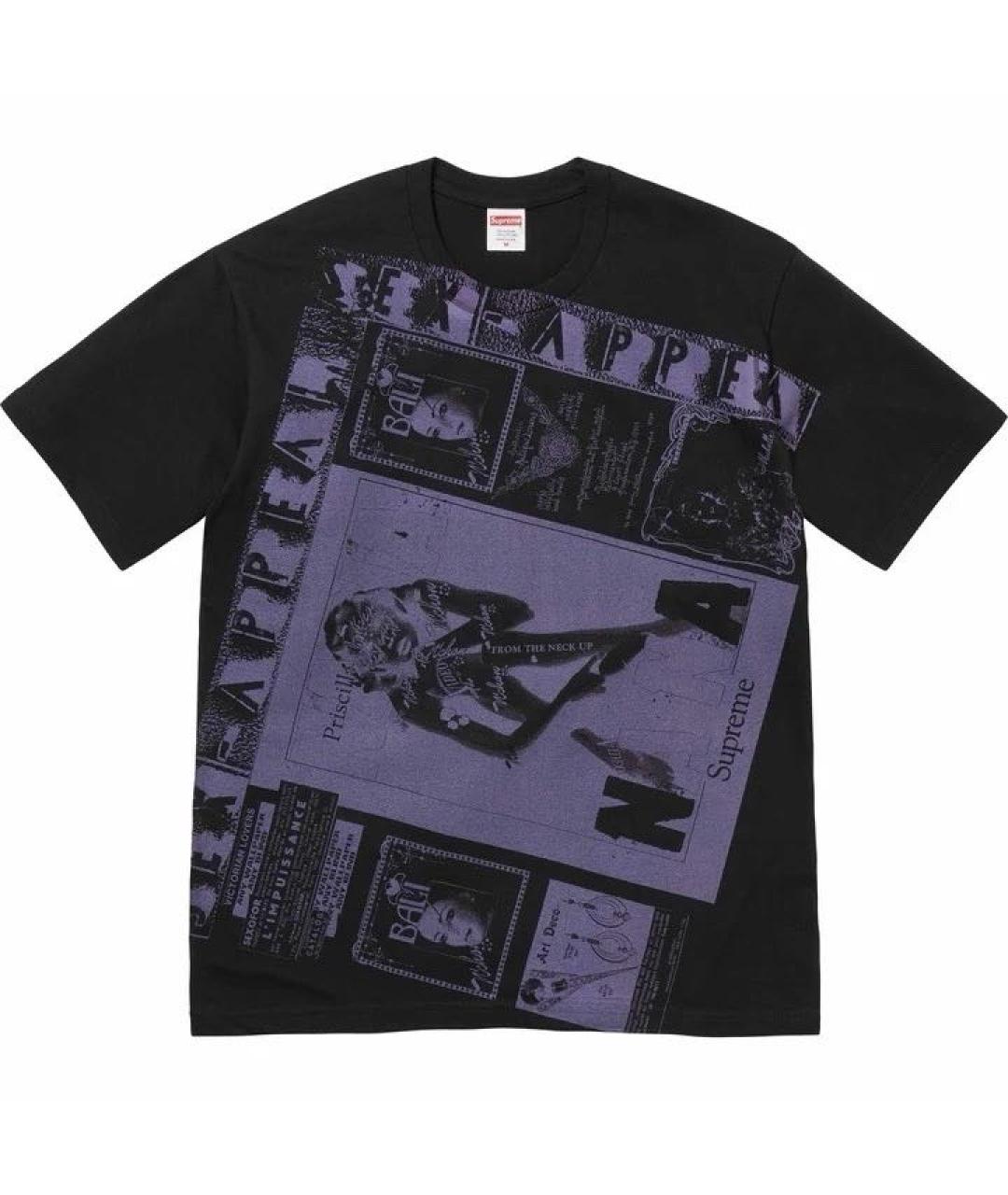 SUPREME Черная хлопковая футболка, фото 1