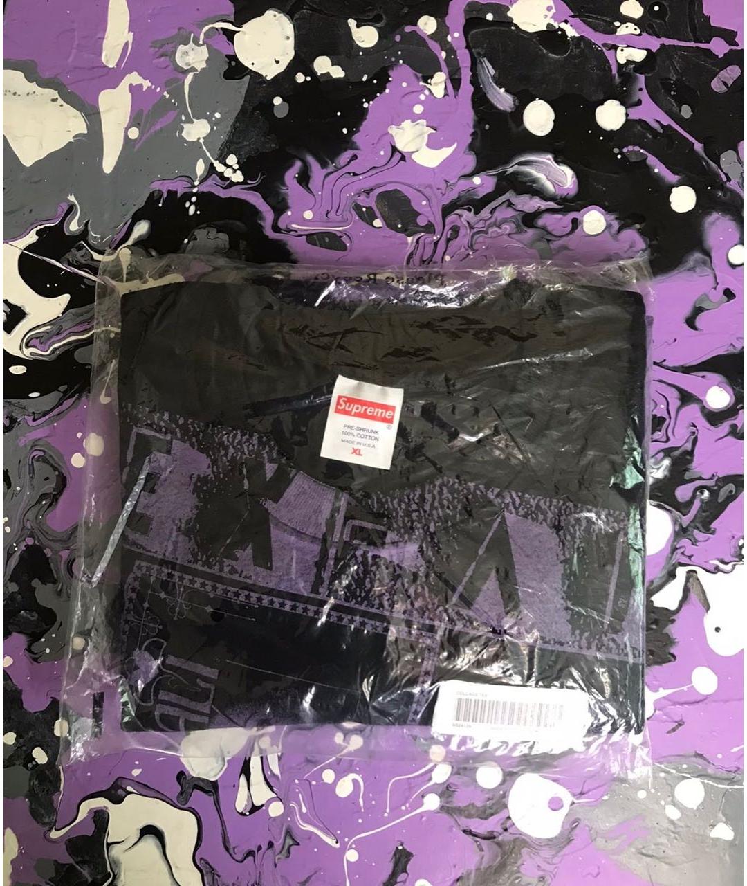 SUPREME Черная хлопковая футболка, фото 2