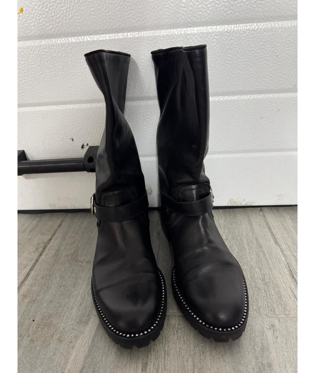 CHRISTIAN DIOR Черные кожаные сапоги, фото 2