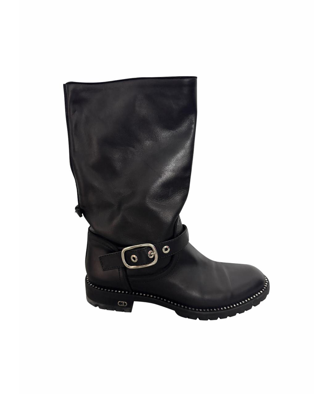 CHRISTIAN DIOR Черные кожаные сапоги, фото 1