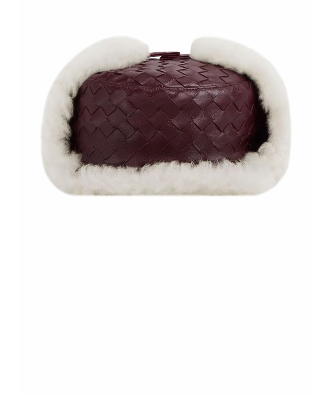 BOTTEGA VENETA Бордовая кожаная шапка, фото 1