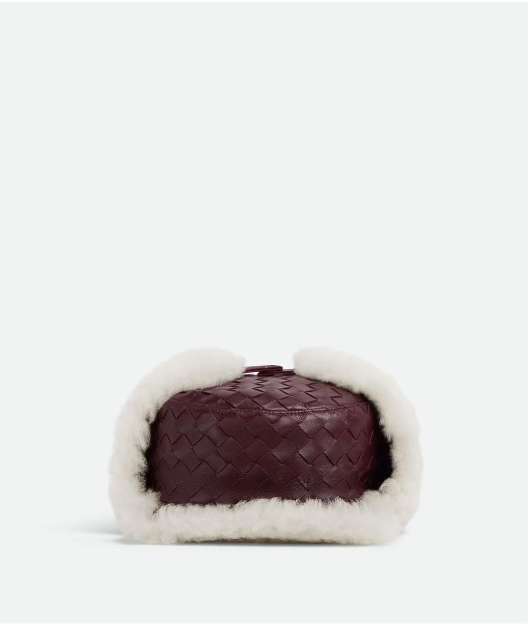 BOTTEGA VENETA Бордовая кожаная шапка, фото 6