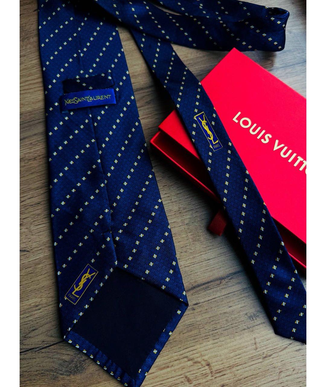 SAINT LAURENT Синий шелковый галстук, фото 2