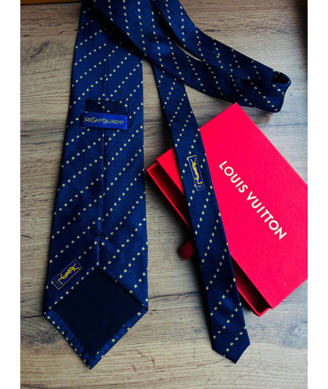 SAINT LAURENT Синий шелковый галстук, фото 6