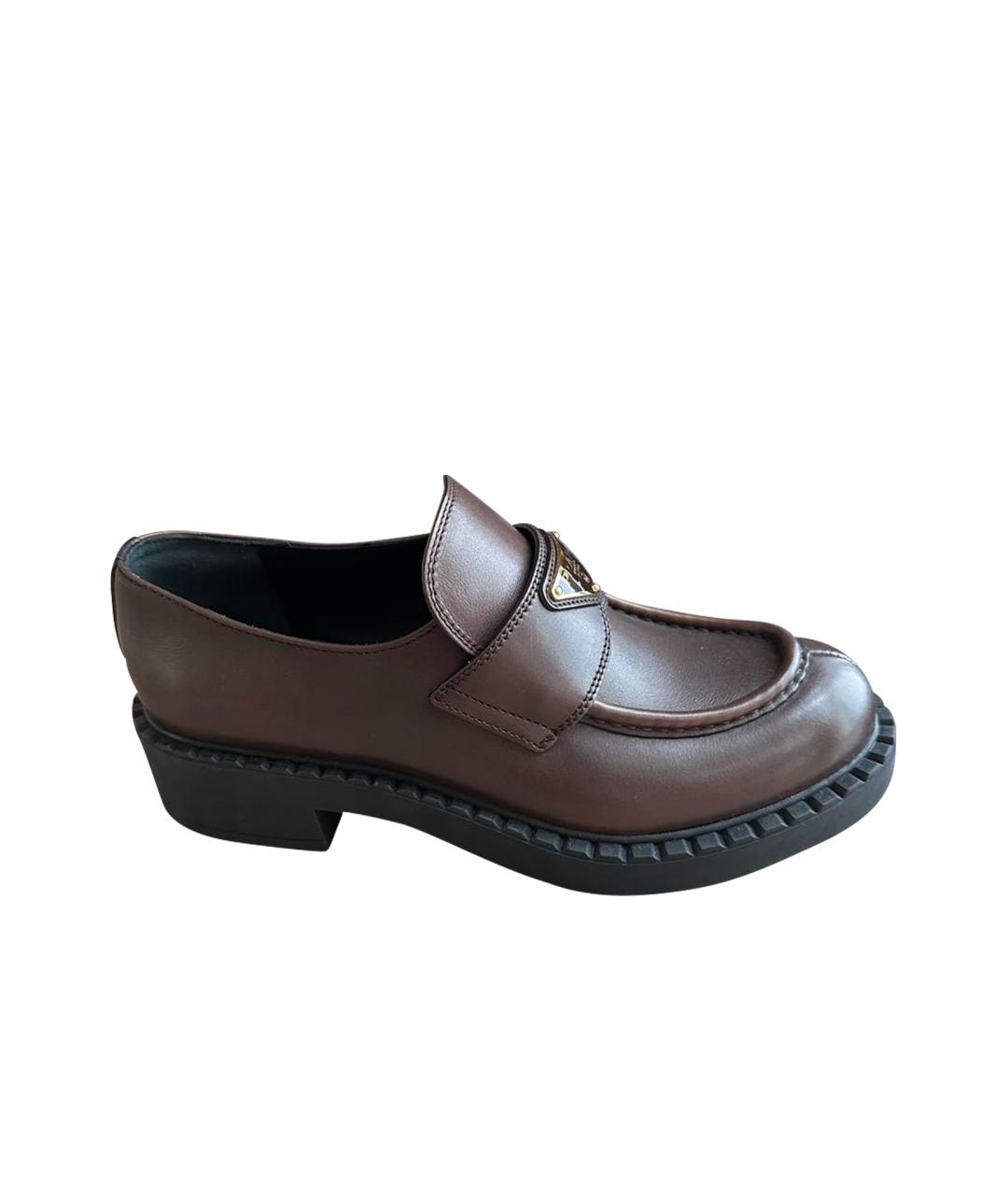 PRADA Коричневые кожаные лоферы, фото 1