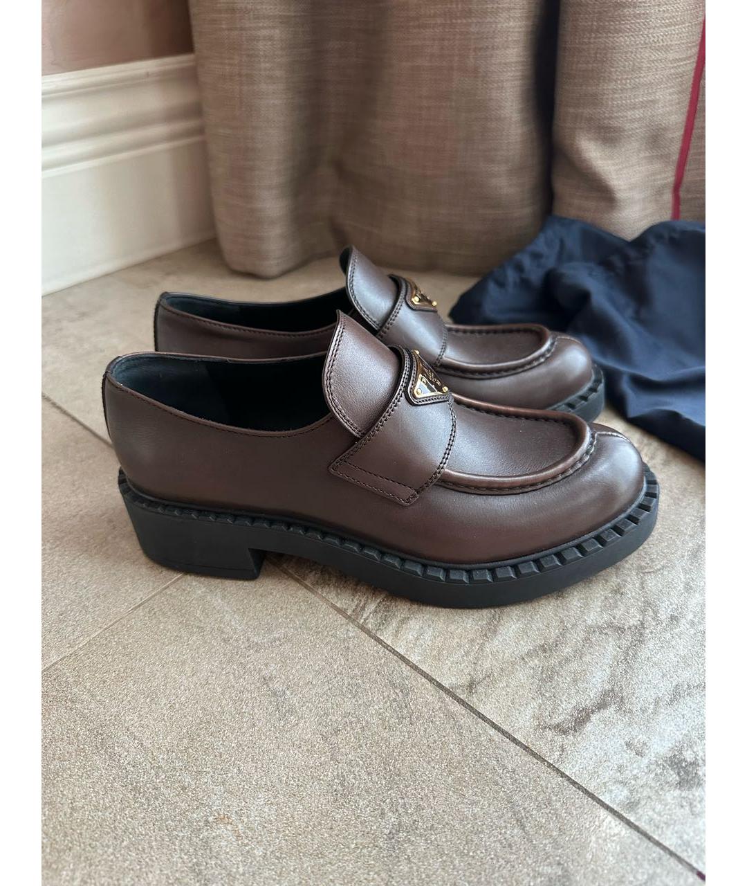 PRADA Коричневые кожаные лоферы, фото 8
