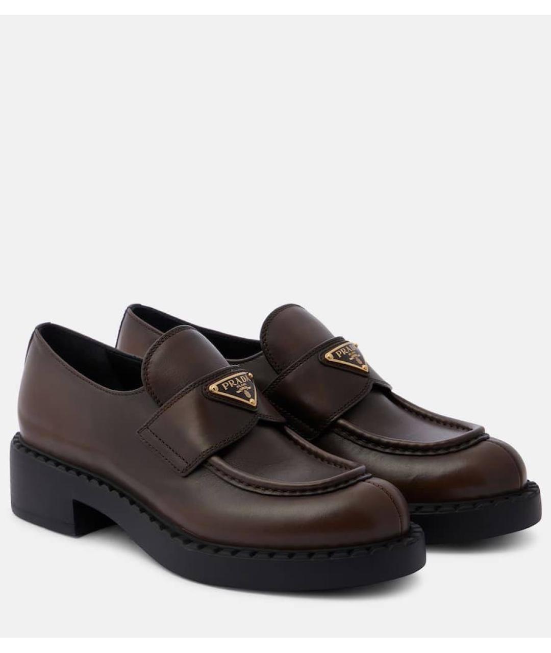 PRADA Коричневые кожаные лоферы, фото 2
