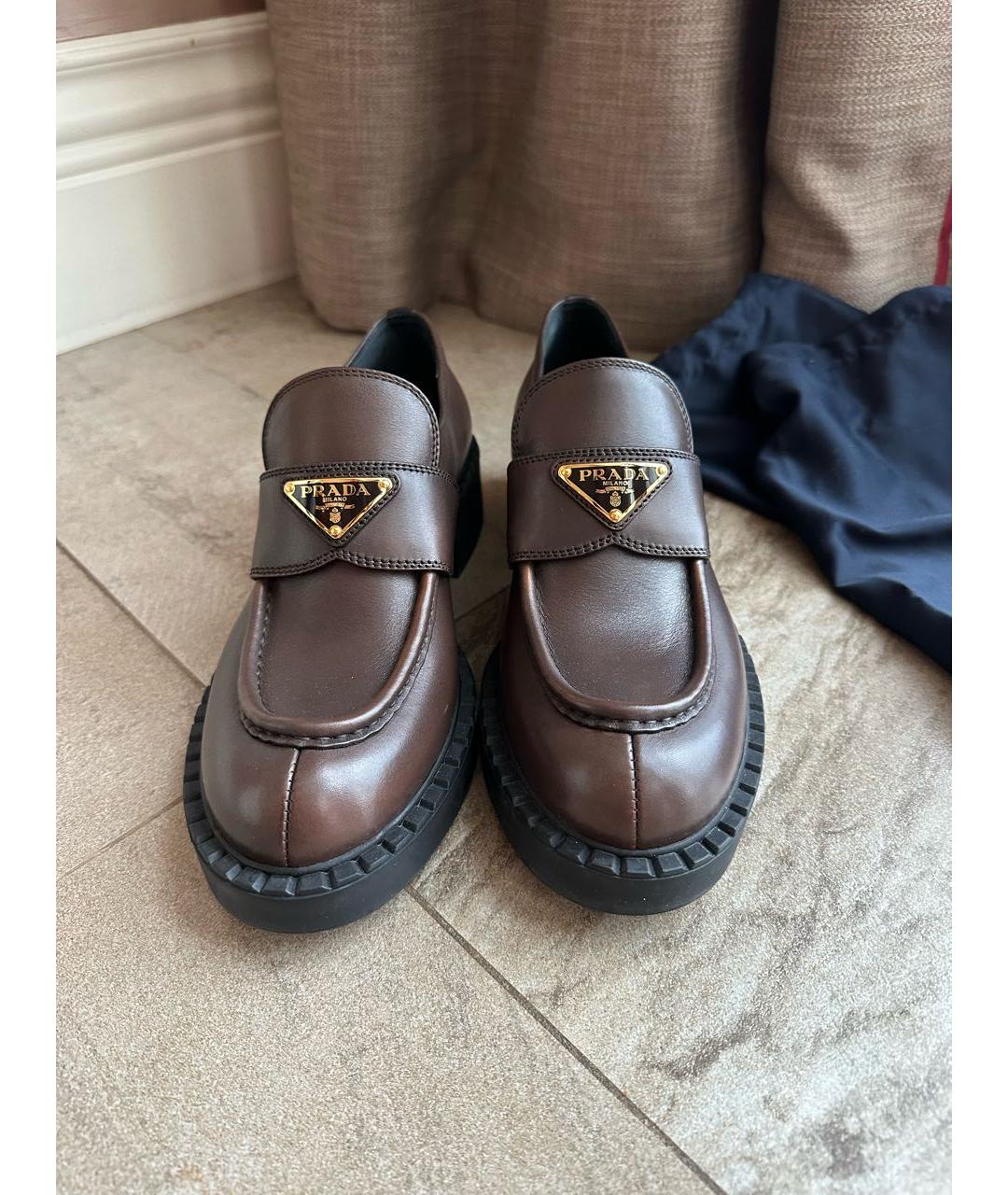 PRADA Коричневые кожаные лоферы, фото 3