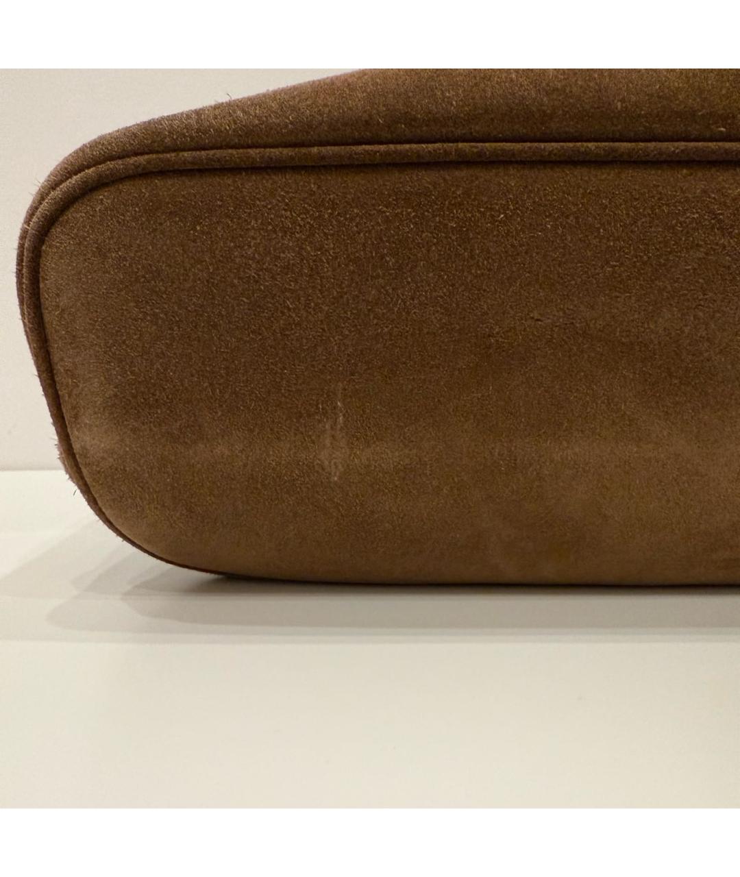 PRADA Коричневая замшевая сумка тоут, фото 6