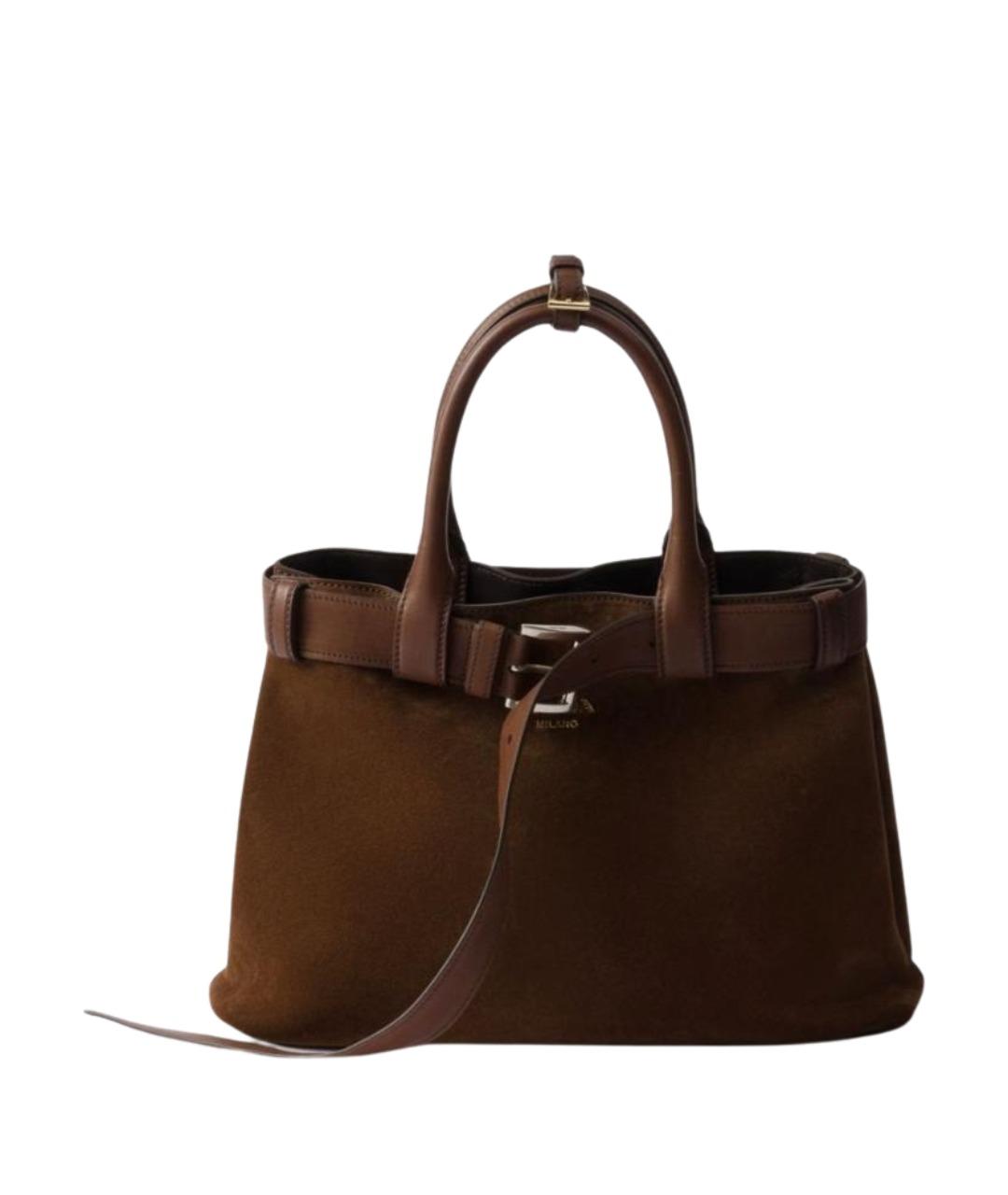 PRADA Коричневая замшевая сумка тоут, фото 1