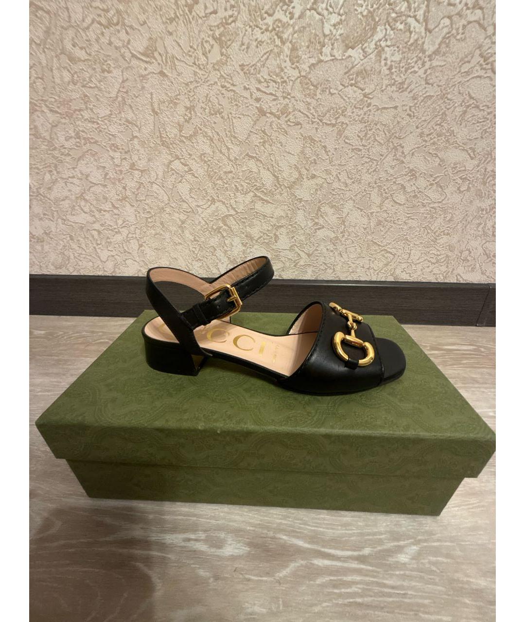 GUCCI Черные кожаные босоножки, фото 9