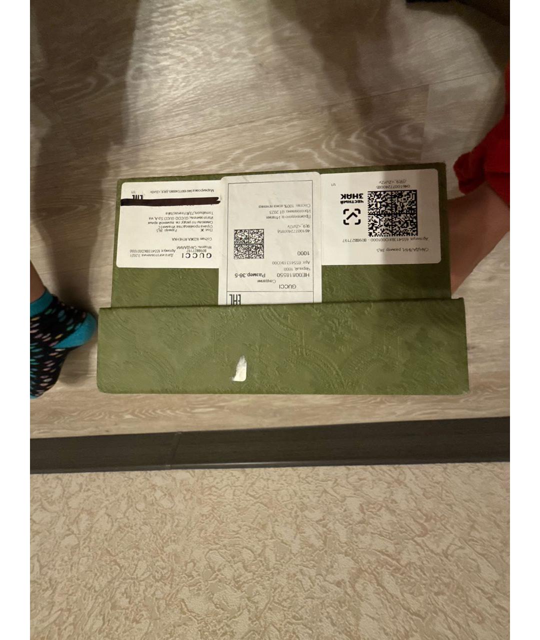 GUCCI Черные кожаные босоножки, фото 8