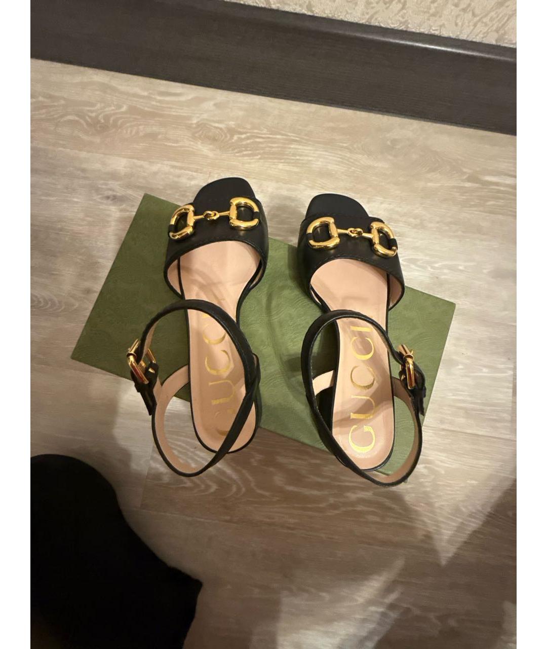 GUCCI Черные кожаные босоножки, фото 3