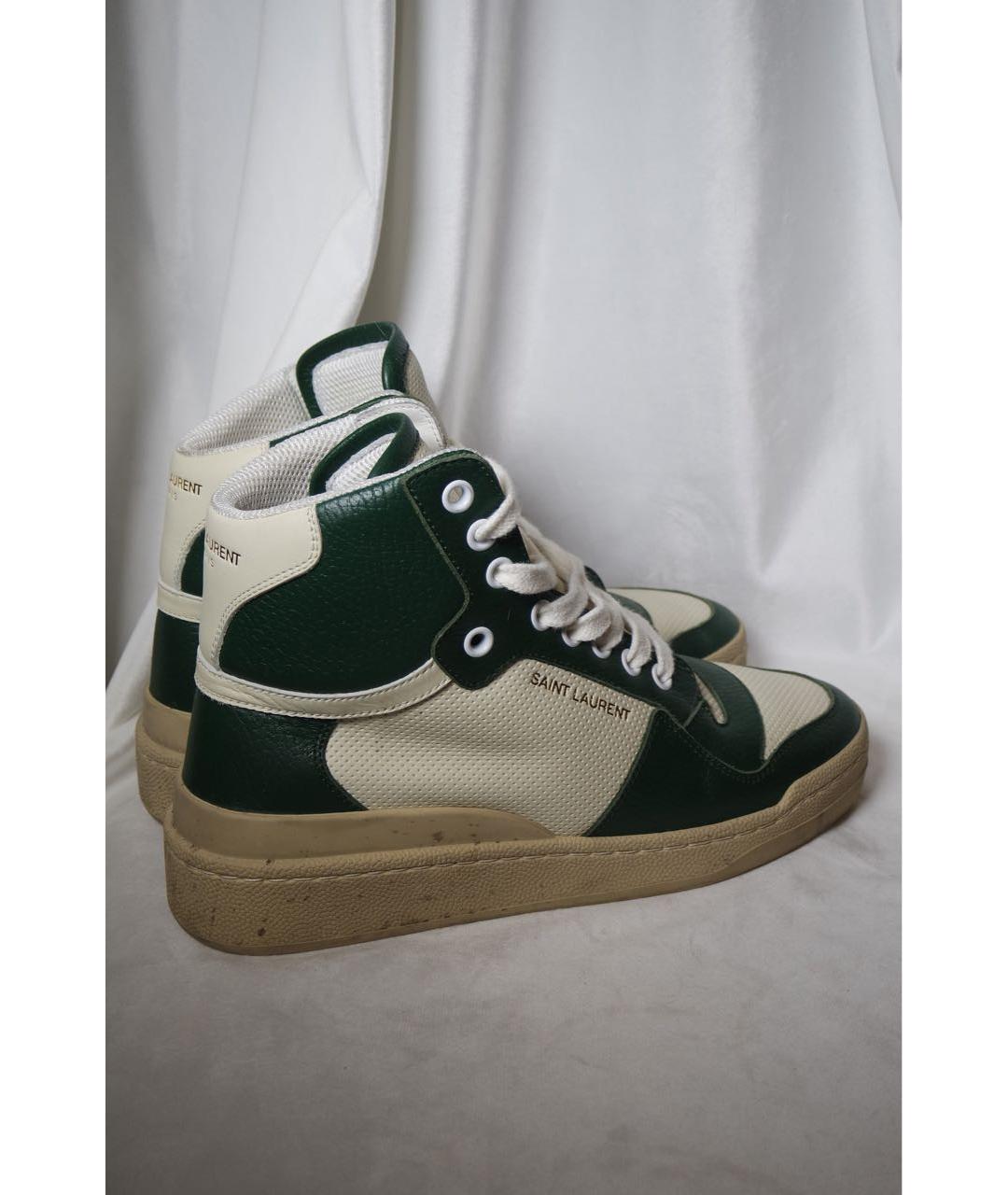 SAINT LAURENT Зеленые кожаные кроссовки, фото 7