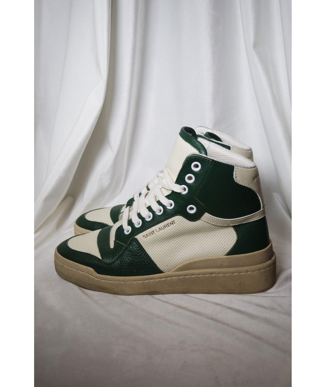 SAINT LAURENT Зеленые кожаные кроссовки, фото 4