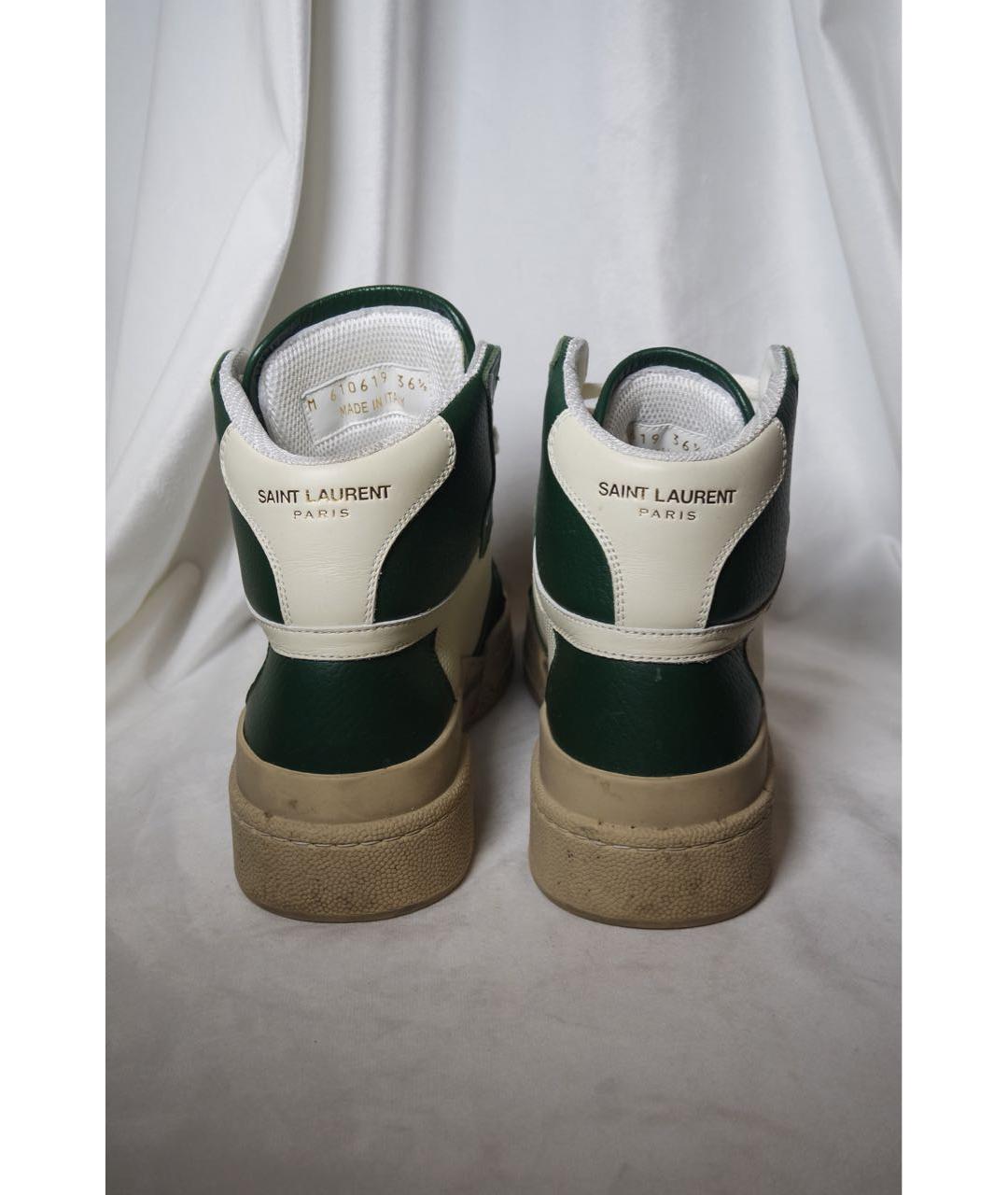 SAINT LAURENT Зеленые кожаные кроссовки, фото 5