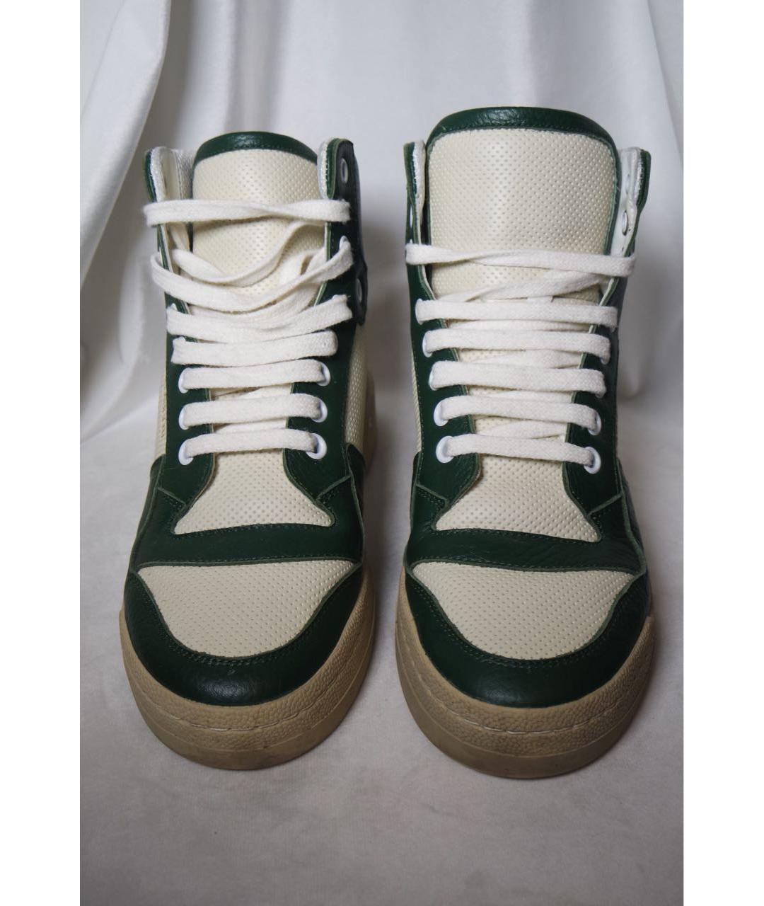 SAINT LAURENT Зеленые кожаные кроссовки, фото 2