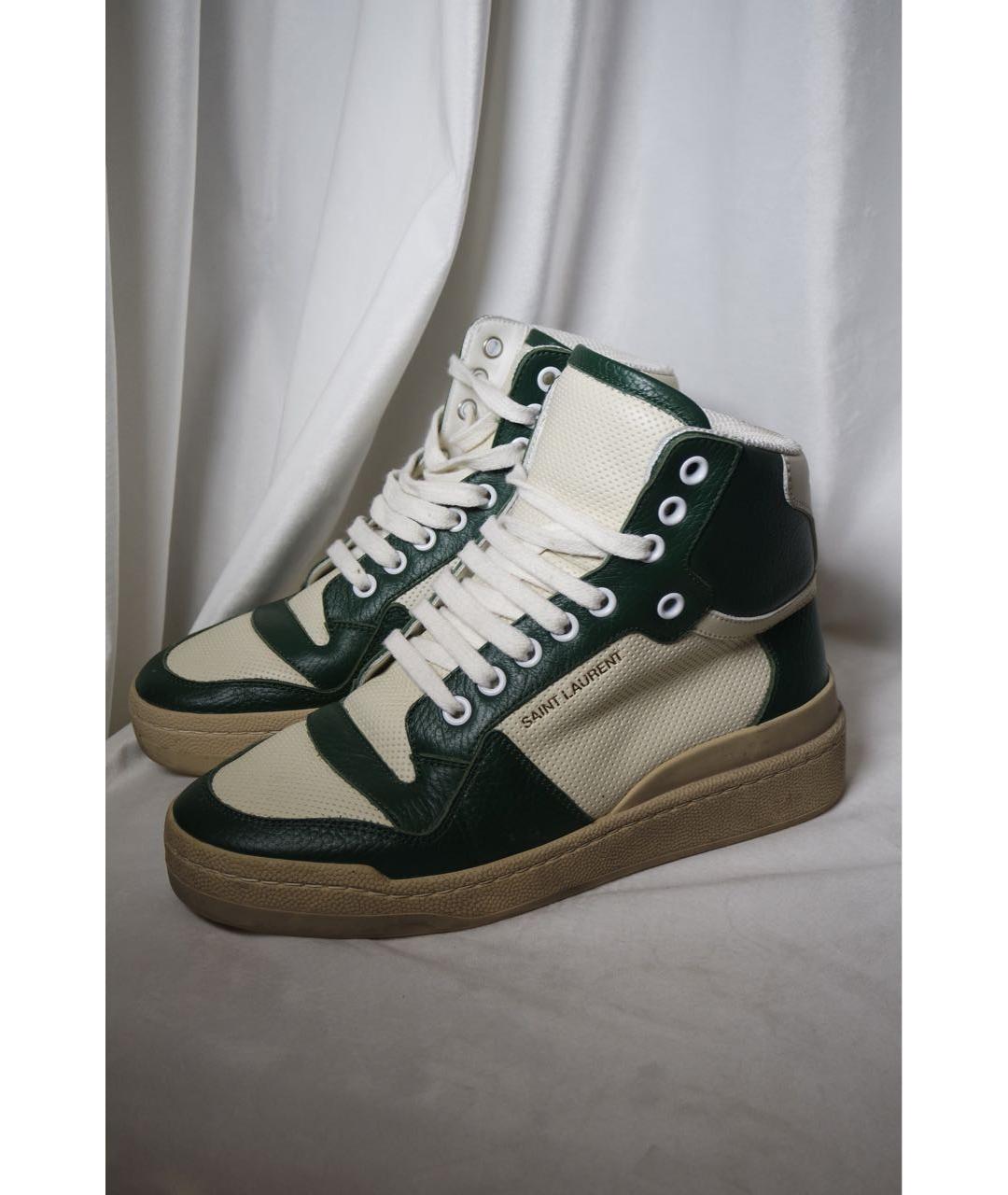 SAINT LAURENT Зеленые кожаные кроссовки, фото 3