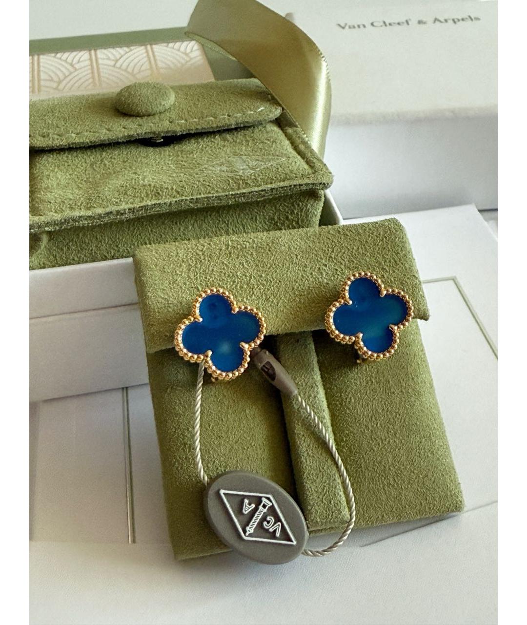 VAN CLEEF & ARPELS Синие серьги из желтого золота, фото 2