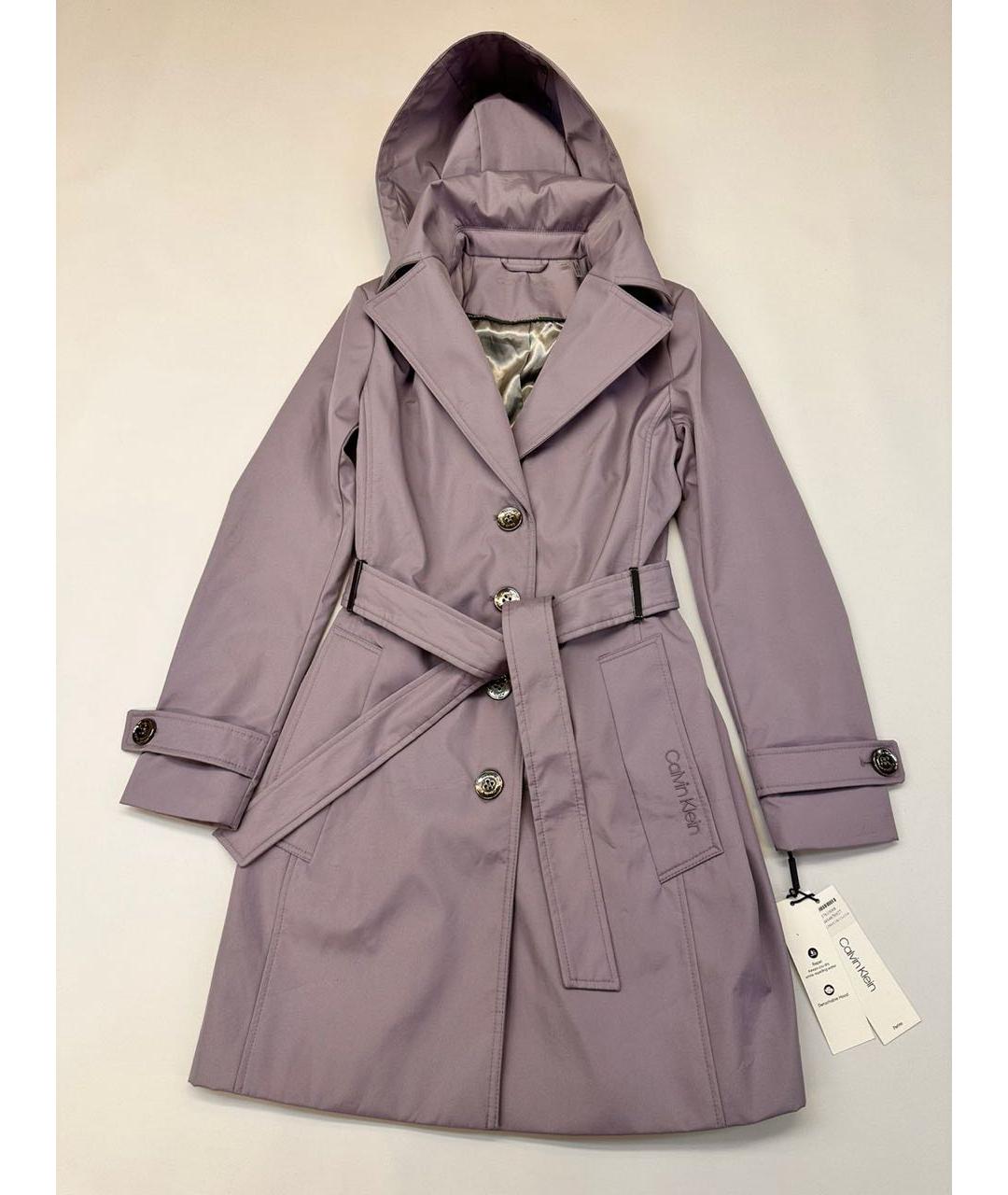 CALVIN KLEIN Фиолетовый полиэстеровый тренч/плащ, фото 9