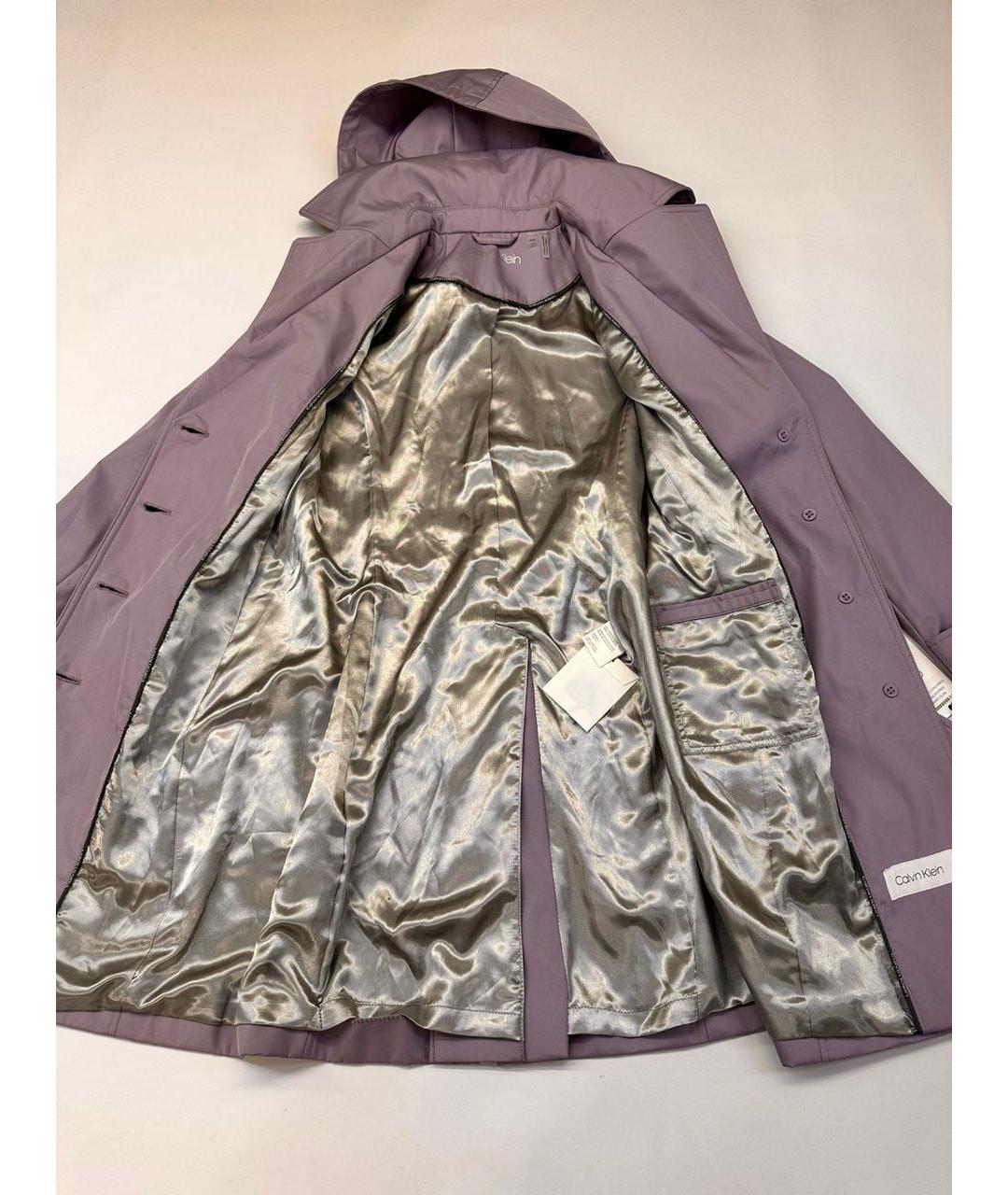 CALVIN KLEIN Фиолетовый полиэстеровый тренч/плащ, фото 3