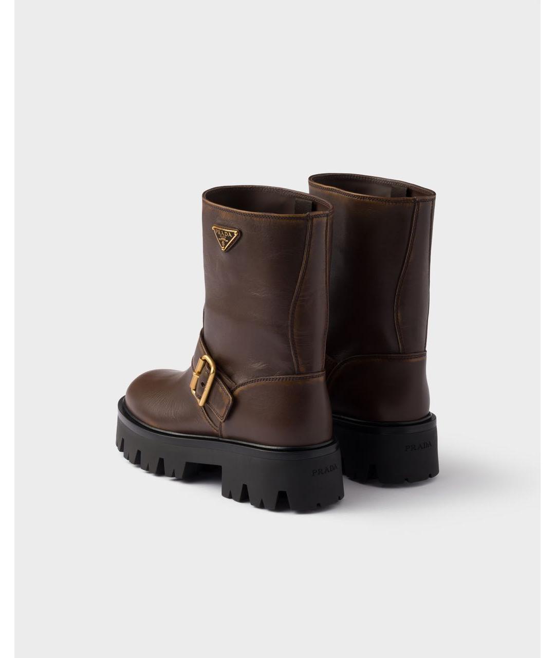 PRADA Коричневые кожаные ботильоны, фото 4