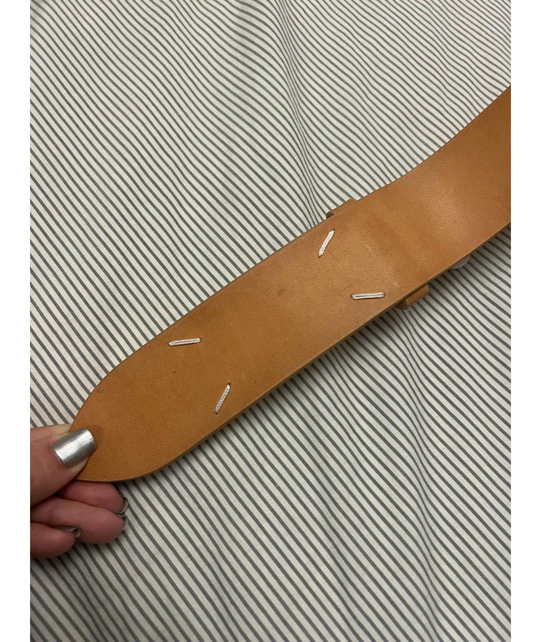 MAISON MARGIELA Бежевый кожаный ремень, фото 2