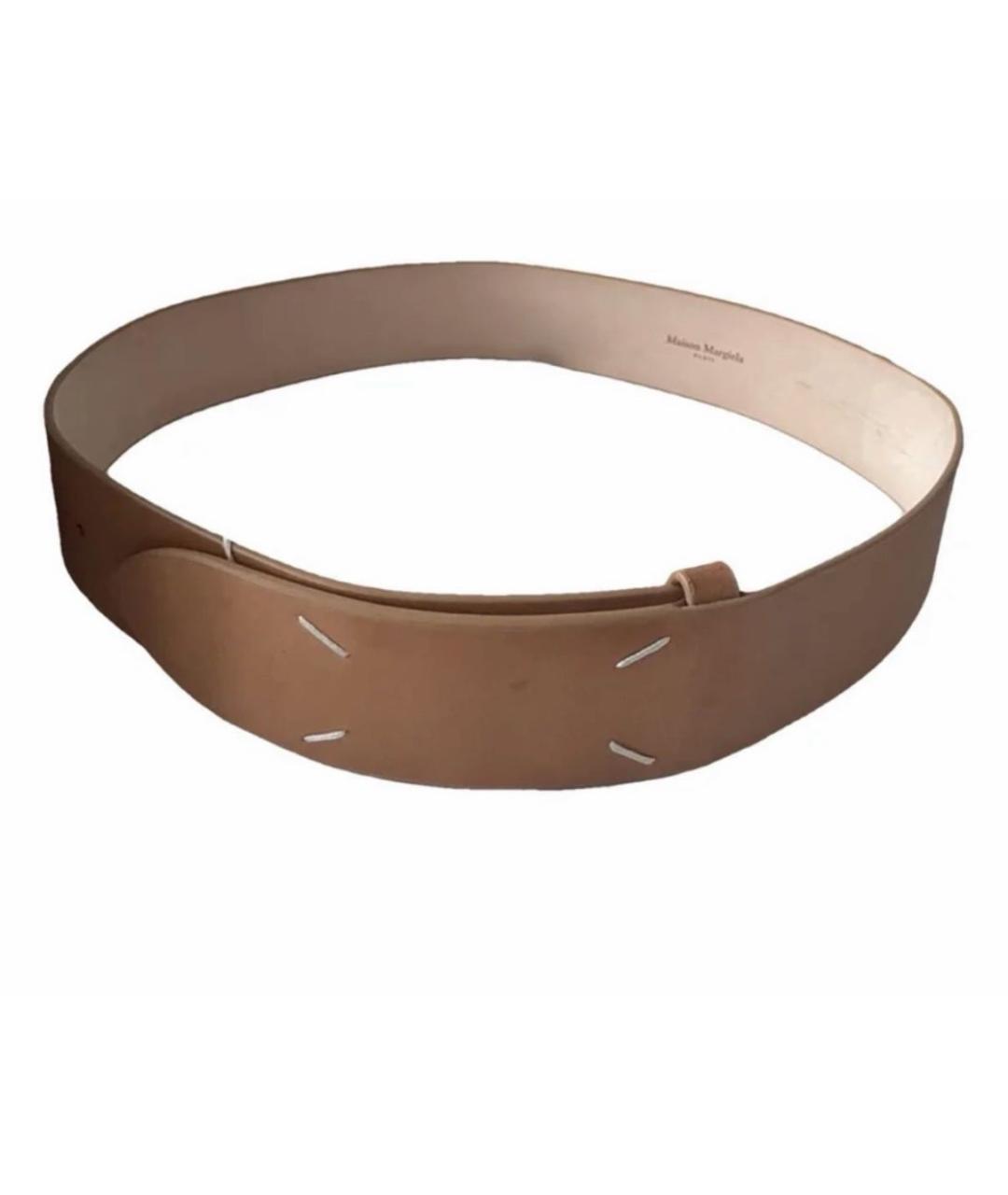 MAISON MARGIELA Бежевый кожаный ремень, фото 1