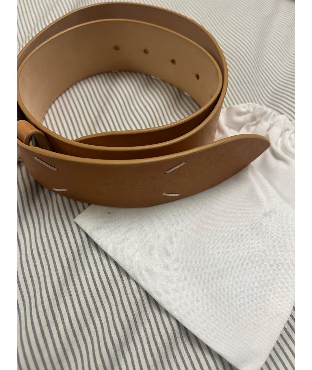 MAISON MARGIELA Бежевый кожаный ремень, фото 5