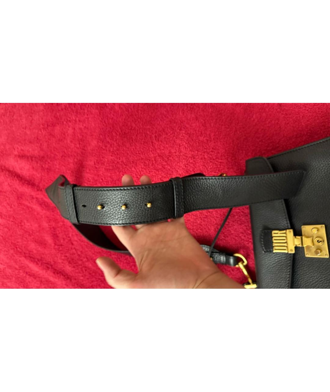 CHRISTIAN DIOR Черная кожаная сумка через плечо, фото 5