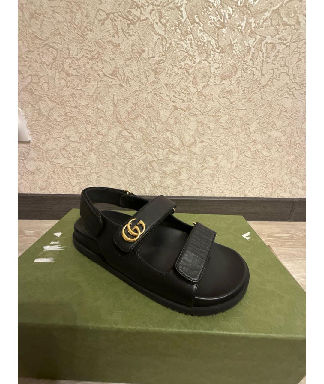 GUCCI Черные кожаные сандалии, фото 9