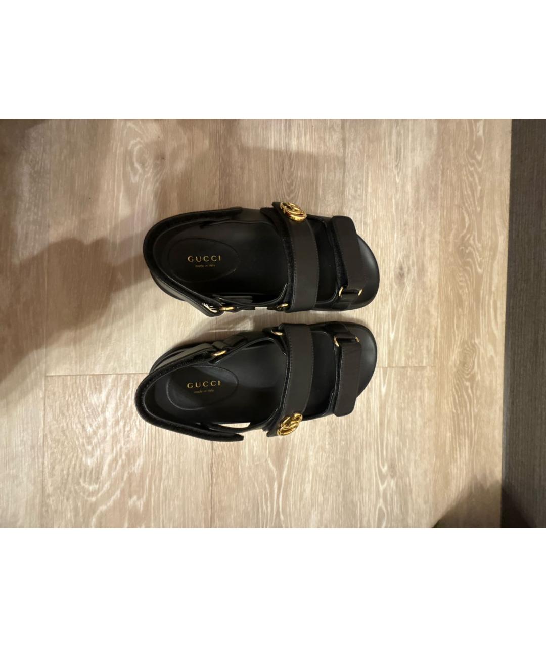 GUCCI Черные кожаные сандалии, фото 3