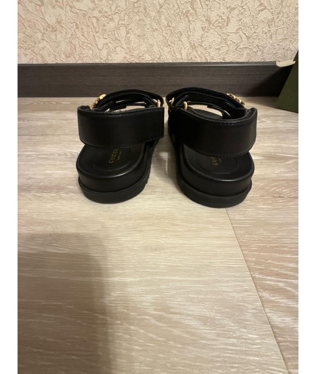 GUCCI Черные кожаные сандалии, фото 4
