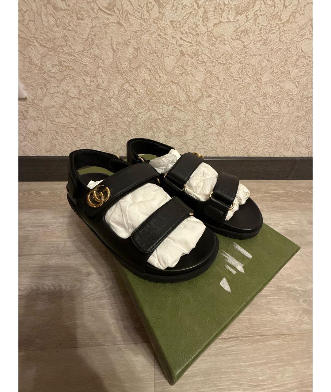 GUCCI Черные кожаные сандалии, фото 5