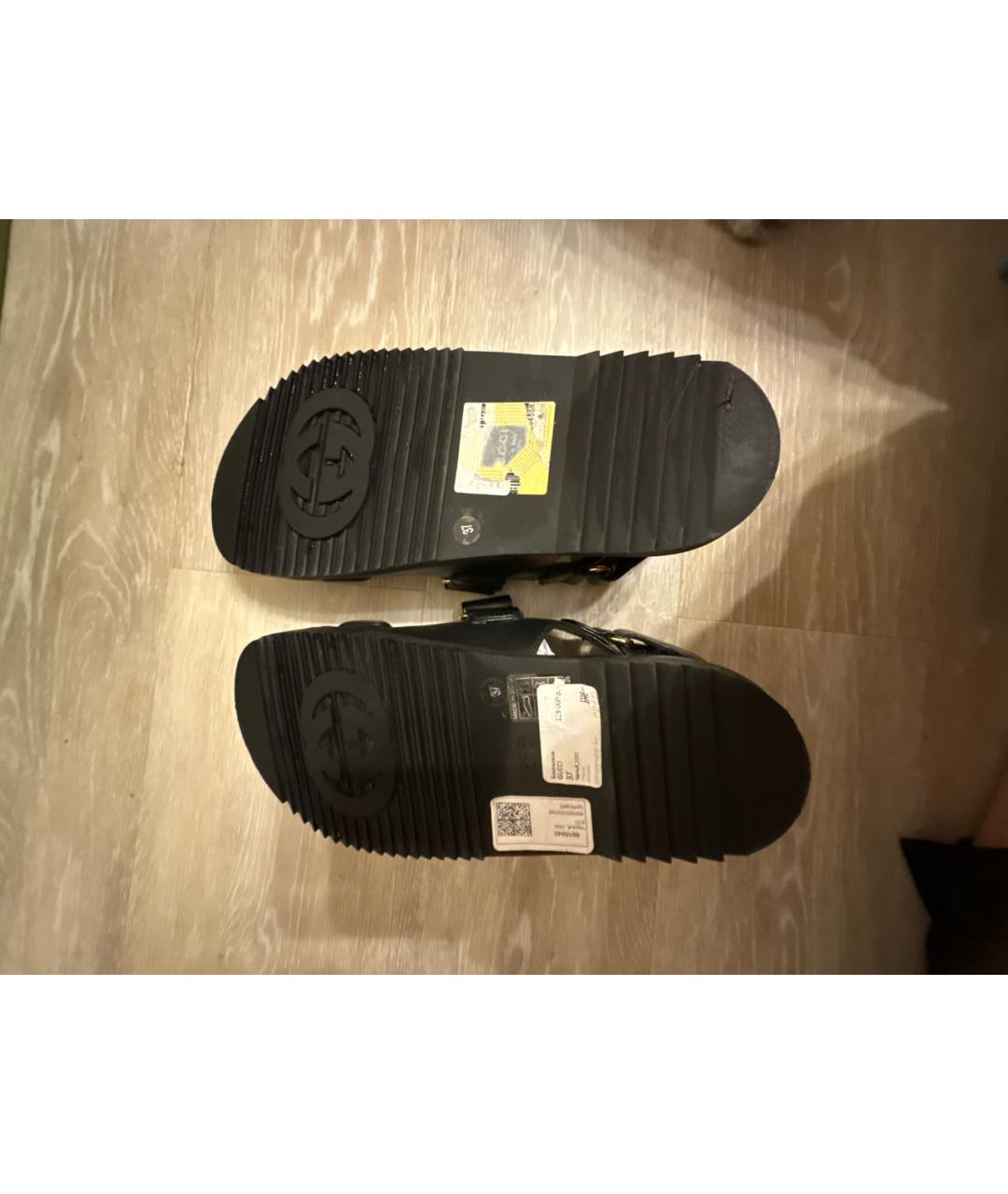 GUCCI Черные кожаные сандалии, фото 6
