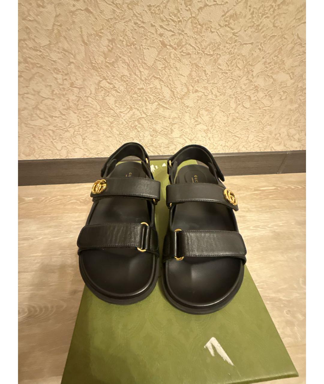 GUCCI Черные кожаные сандалии, фото 2