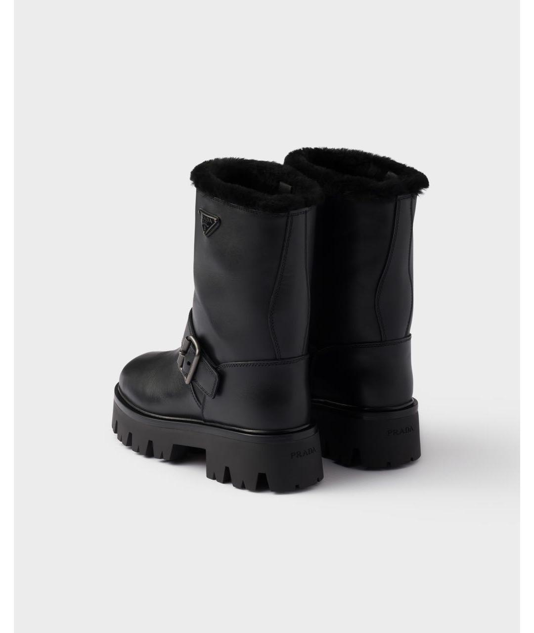 PRADA Черные кожаные ботинки, фото 4