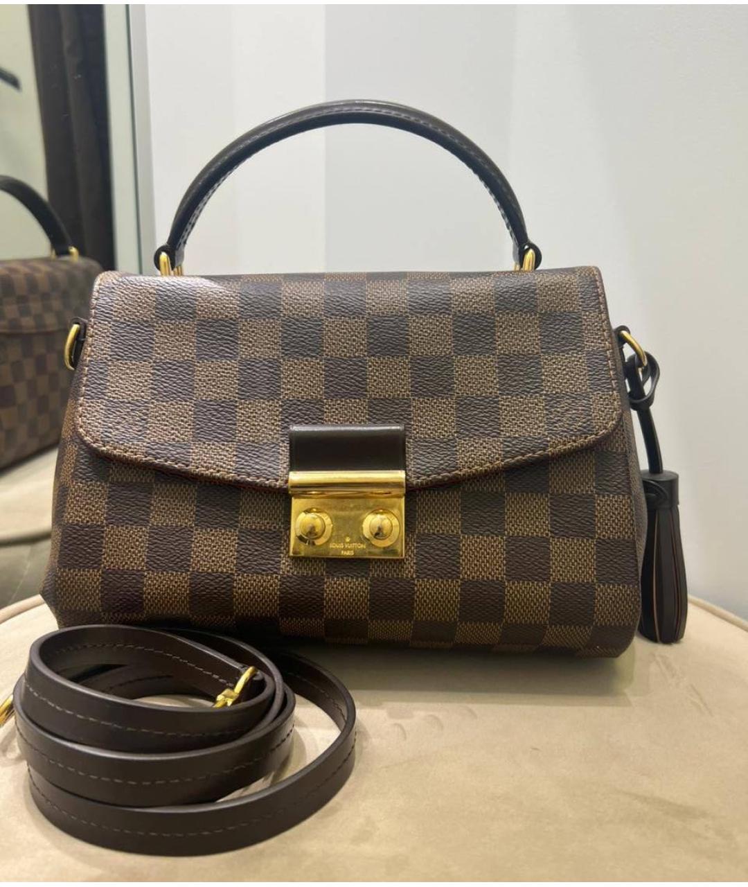 LOUIS VUITTON Коричневая кожаная сумка с короткими ручками, фото 3